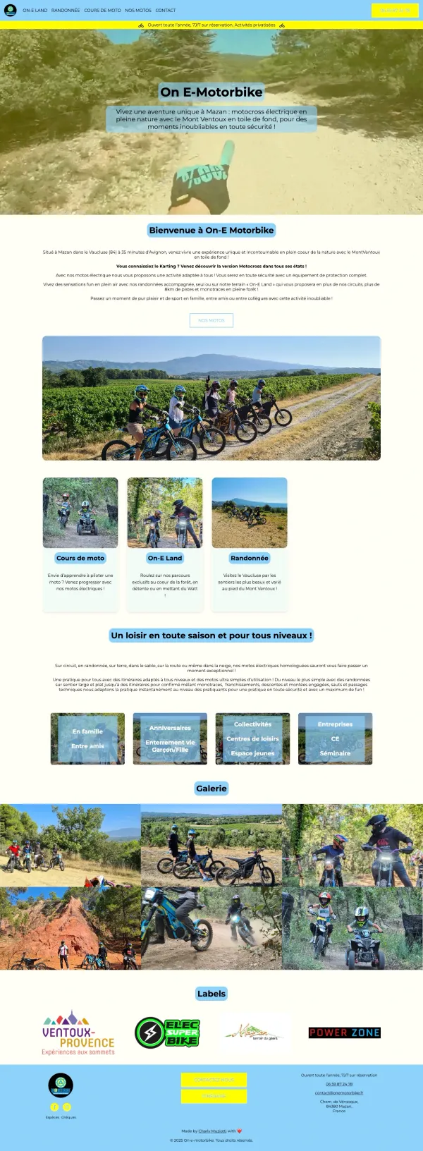 Aperçu du projet On E Motorbike – Thème WordPress personnalisé