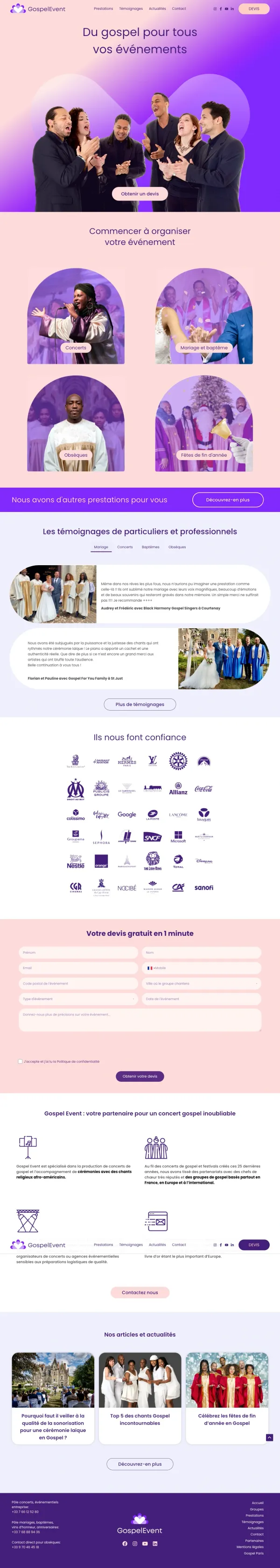 Aperçu du projet Gospel Event