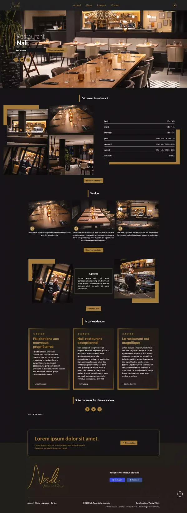 Aperçu du projet Nali Restaurant